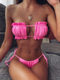 Bikini froncé bordé de volants