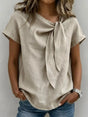 Blouse col lavallière manches courtes — grandes tailles