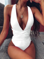 Maillot une pièce col halter profond noué