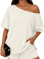 Ensemble t-shirt col bateau et short — grandes tailles