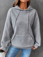 Full Size Textured Kangaroo Pocket Hoodie Plus Size