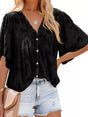 Chemise texturée col V boutonnée — grandes tailles