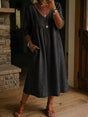 Robe mi-longue col V manches trois-quarts — grandes tailles