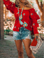 Blouse épaules dénudées manches volantées — grandes tailles