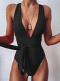 Maillot une pièce col halter profond noué