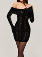Robe courte en dentelle épaules dénudées
