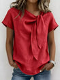 Blouse col lavallière manches courtes — grandes tailles