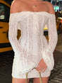 Robe courte en dentelle épaules dénudées