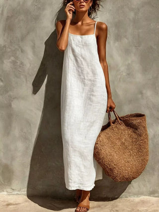 Robe longue en lin sans manches décontractée