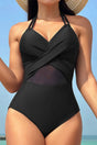 Maillot une pièce croisé col halter