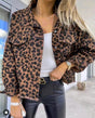 Veste en jean léopard ourlet brut
