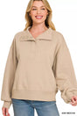 Sweat Zenana en molleton demi-boutonné