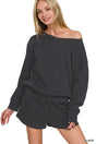 Ensemble sweat col bateau et short en molleton