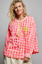 Blouse vichy brodée palmiers