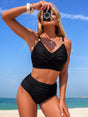 Ensemble bikini taille haute torsadé devant