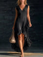 Robe col V ourlet volanté asymétrique — grandes tailles