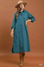 Umgee Collared Button Detail Relaxed Midi Dress