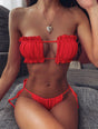 Bikini froncé bordé de volants