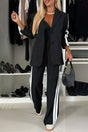 Ensemble top col cranté contrastant et pantalon — grandes tailles