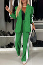 Ensemble top col cranté contrastant et pantalon — grandes tailles