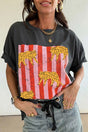 T-shirt imprimé léopard rayé rétro