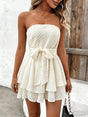 Robe courte bustier texturée à volants