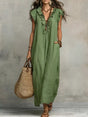 Women's Plus Size V-Neck Ruffle Maxi Dress with Short Sleeves