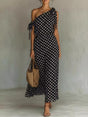 Robe longue à pois une épaule — grandes tailles