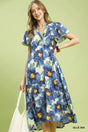 Robe mi-longue tropicale manches papillon