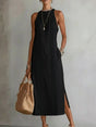 Robe mi-longue sans manches bordure dentelle — grandes tailles