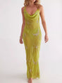 Robe cache-maillot longue à sequins dos nu