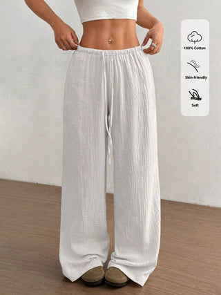 Pantalon large à cordon et poches