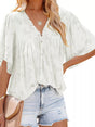 Chemise texturée col V boutonnée — grandes tailles