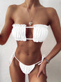 Bikini froncé bordé de volants