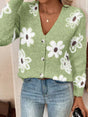 Gilet en maille fleuri boutonné