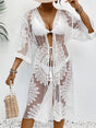 Cache-maillot long ouvert en dentelle