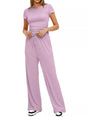 Ensemble top manches courtes et pantalon cordon