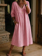 Robe mi-longue col V manches trois-quarts — grandes tailles