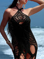 Robe cache-maillot col halter échancrée