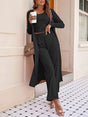Ensemble trois pièces débardeur col rond, cardigan et pantalon