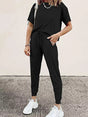 Ensemble top col rond et pantalon cordon — grandes tailles