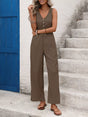 Casual Sleeveless V-Neck Wide Leg Jumpsuit