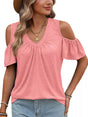 T-shirt col V épaules dénudées
