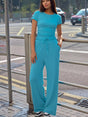 Ensemble top manches courtes et pantalon cordon