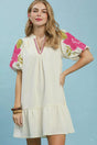 Robe jacquard brodée fleurie