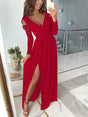 Robe longue croisée fendue épaules dénudées