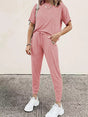 Full Size Round Neck Top and Drawstring Pants Set Plus Size