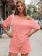 Ensemble t-shirt col bateau et short — grandes tailles