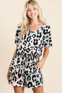 BiBi Gradation Leopard Soft Knit V-neck Romper