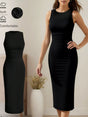 Robe mi-longue sans manches col rond